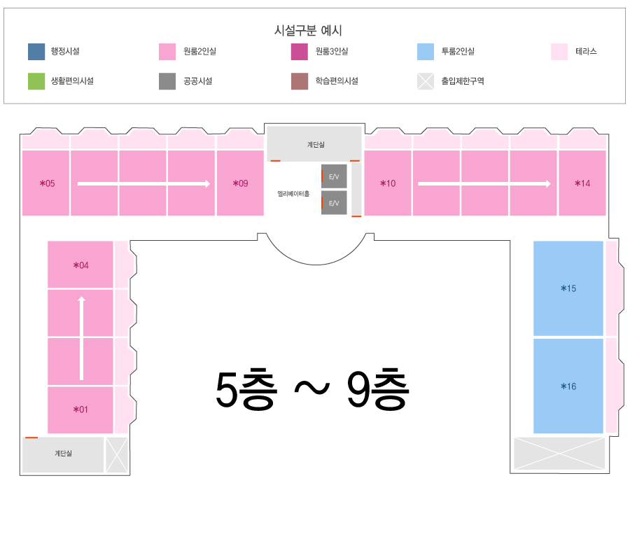 5층 ~ 9층 안내도